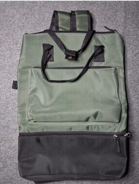 DSW Olive Green & Black Convertible Backpack Tote Gym Bag with Shoe Compartment